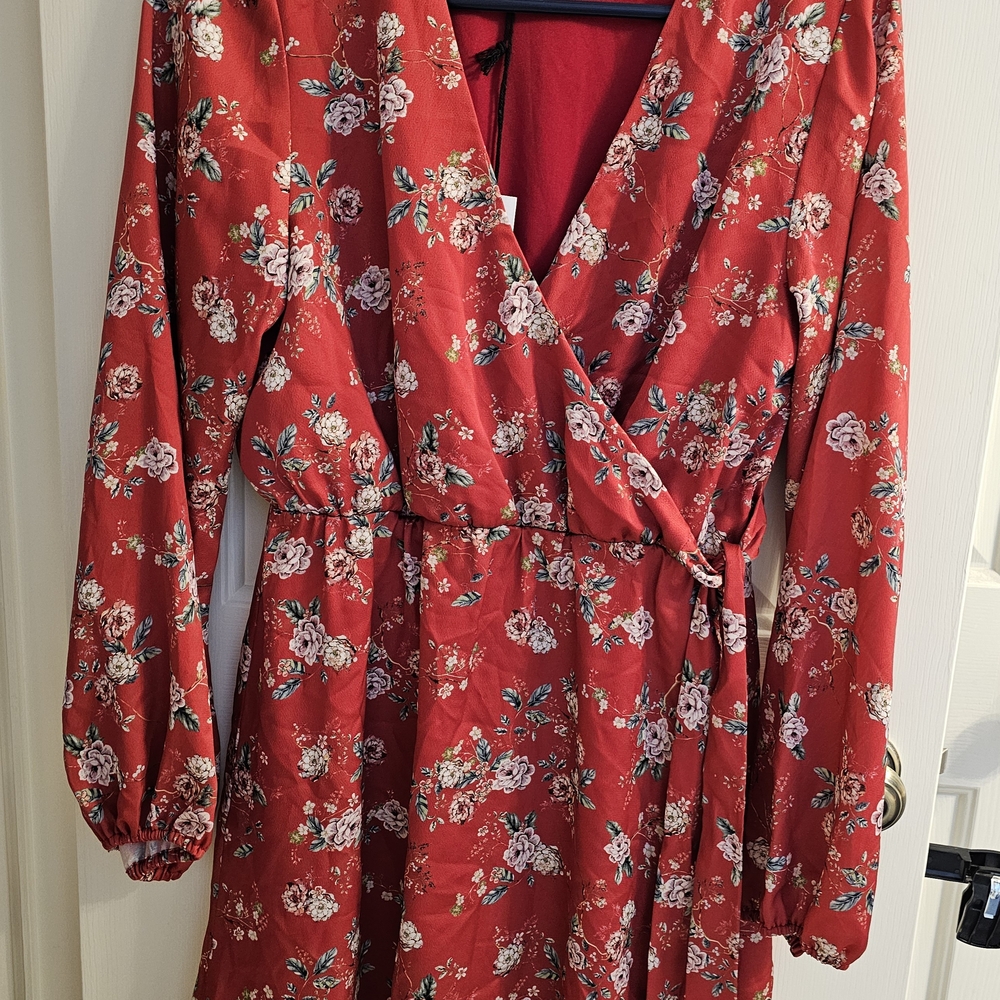 NWT | Floral Red Wrap Dress by NSR | 17 PTP